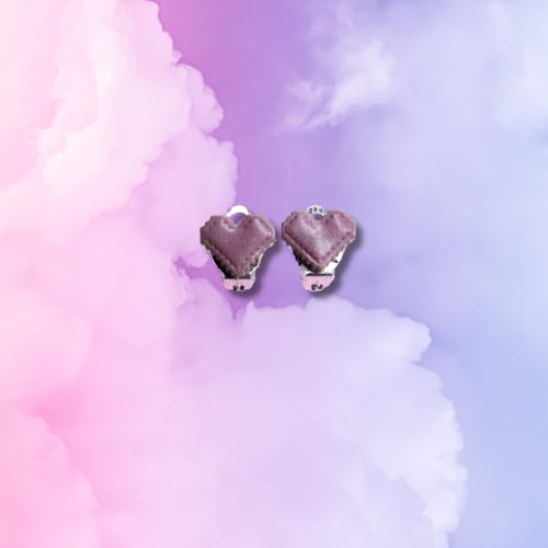 Pink Pixel Heart Clip-On