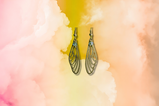 Dragonfly Wing with Blue Swarovski Earrings