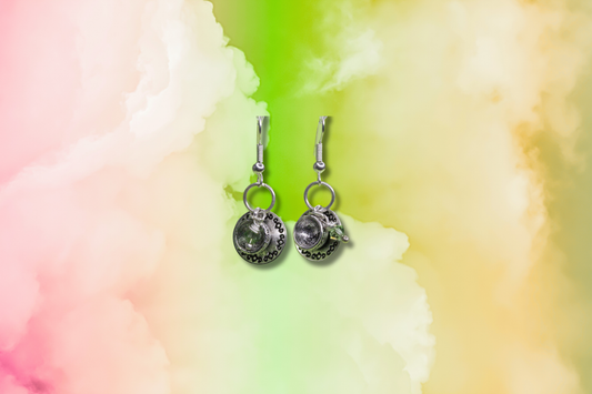 Teacup with Green Swarovski Earrings