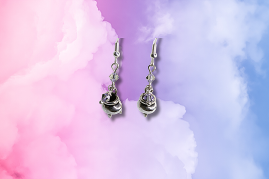 Cauldron with Purple Swarovski "Bubbles" Earrings