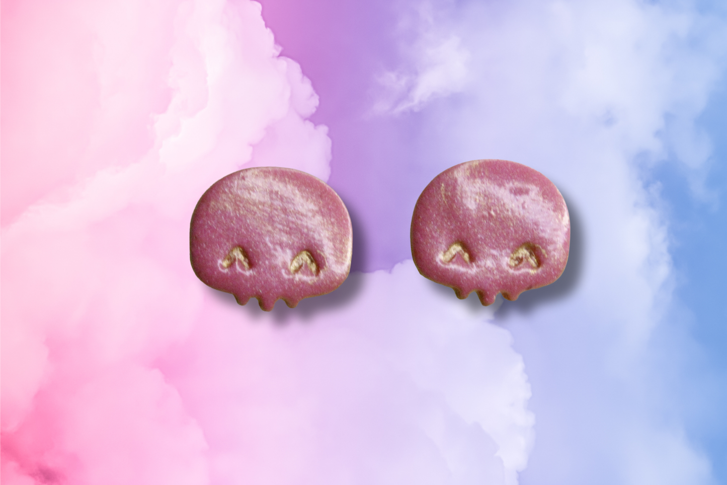 Pink Happy Skull Studs