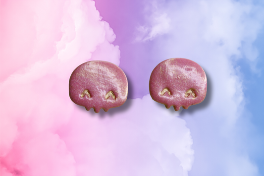 Pink Happy Skull Studs