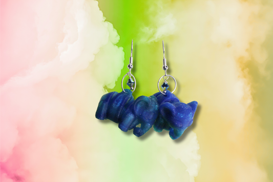 Blue 3D Elephant with Blue Metallic Swarovski