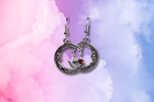 Santa Moon with Red and Green Swarovski Earrings