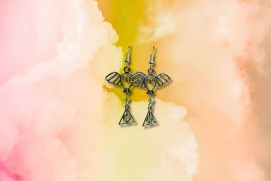 Owl with Yellow Swarovski and 3 Hallows Earrings