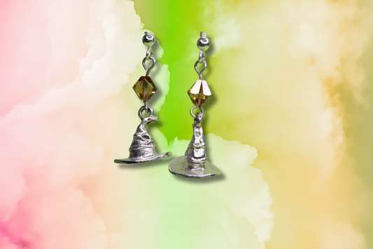 Sorting Hat with Amber Swarovski Earrings