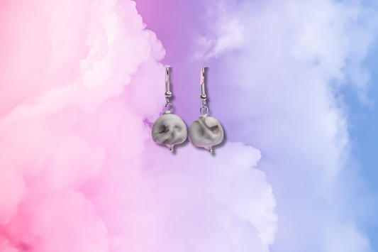 Glow in the Dark Marbled Skull with Frosted White Swarovski Earrings