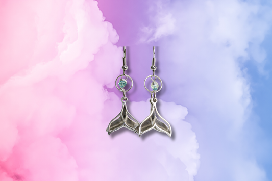 Double Whale Tails with Blue Swarovski Earrings