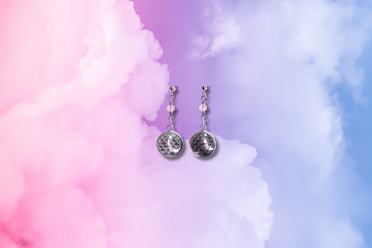 Scale with Clear Bead Chain Earrings
