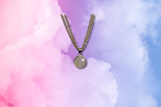 Rose Quartz Circle on Double Chain Necklace