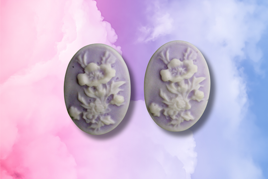 Light Purple Flower Cameo Studs