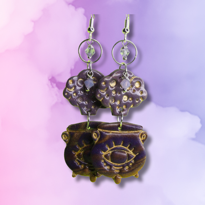 Purple Bronze Cauldron Earrings