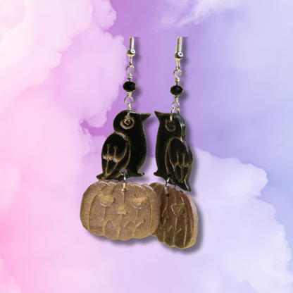 Raven Pumpkin Earrings
