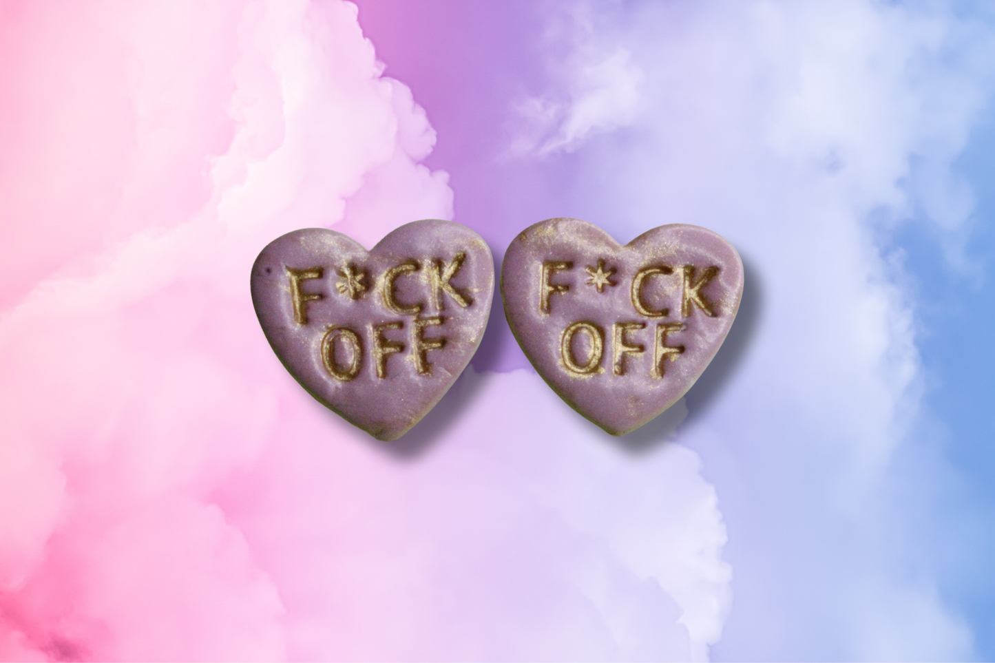 Baby Pink F*CK OFF Heart Studs