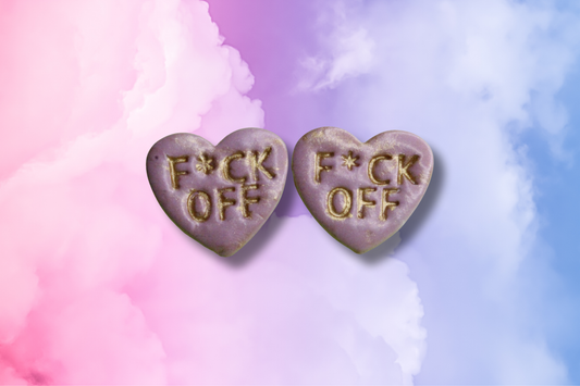 Baby Pink F*CK OFF Heart Studs