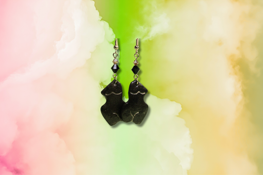 Black Woman Form with Black and Amber Swarovski Earrings