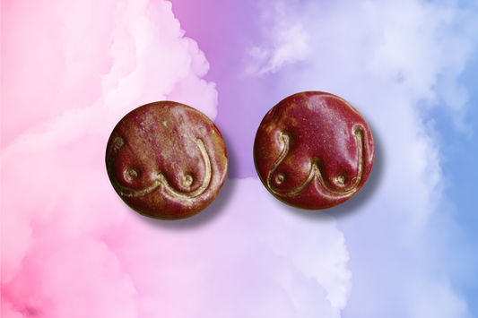 Red and Gold Boob Circle Studs