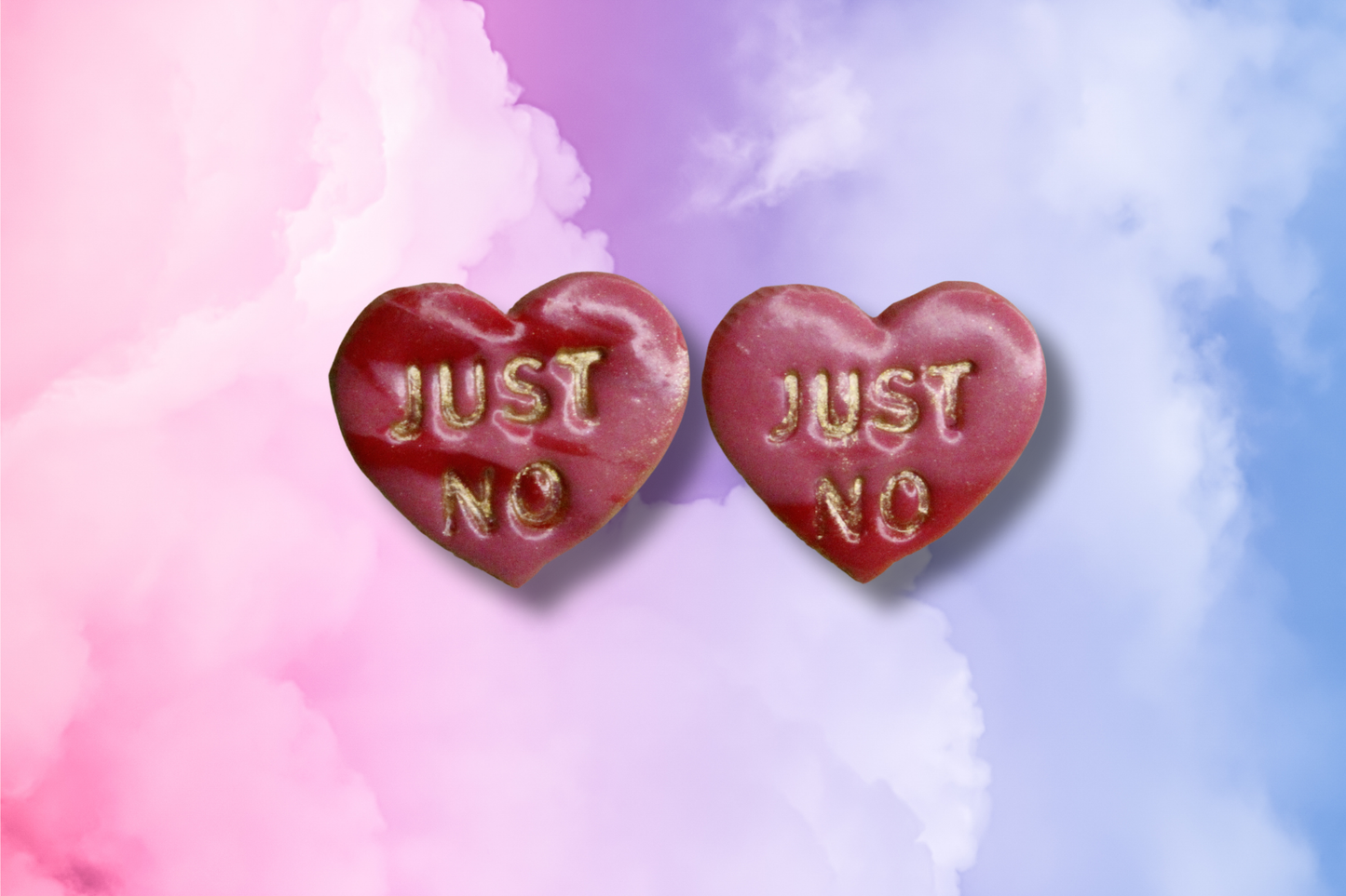 Pink and Gold JUST NO Heart Studs