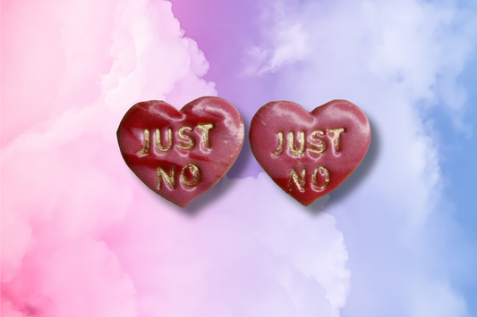Pink and Gold JUST NO Heart Studs