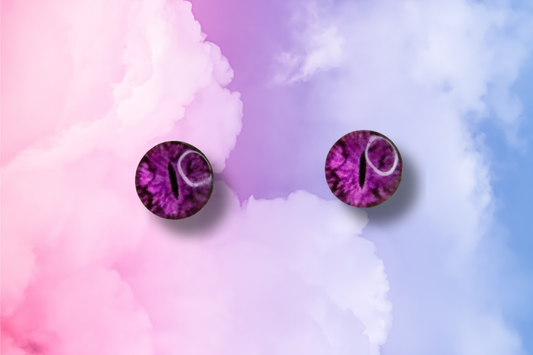 Tiny Purple Slit Eye Studs