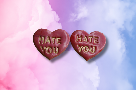 Pink and Gold HATE YOU Heart Studs