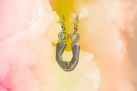 White Statue Hands with Moonstone Earrings