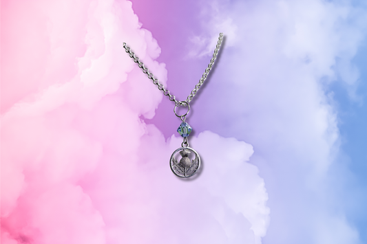 Large Blue Swarovski, Scottish Thistle on Chain Necklace