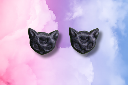 Black Sparkle Cat Studs