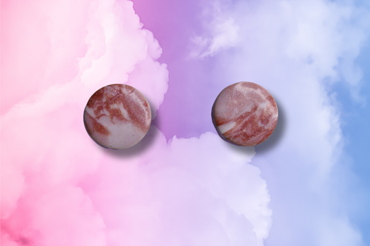 Pink and White Sparkly Circle Studs