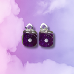 Purple Glitter Dice Clip-On