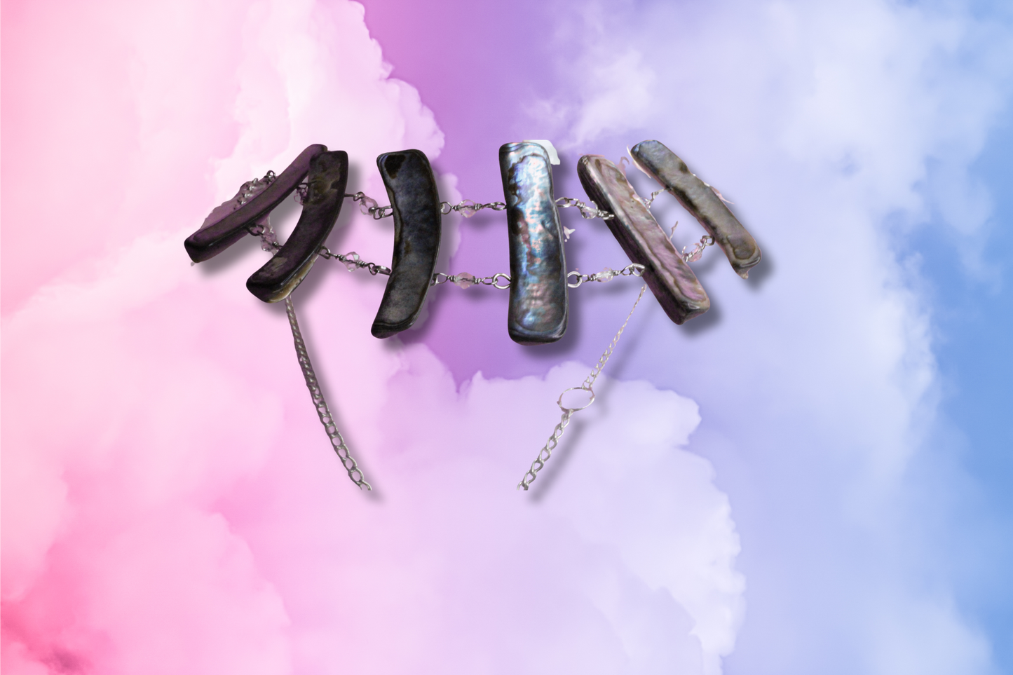 Paua Chocker, Clear Bead Chain Necklace