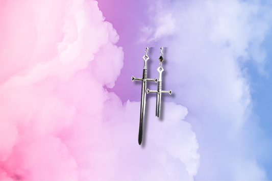 LOTR Inspired Long and Broken Sword with Bronze Swarovski Earrings