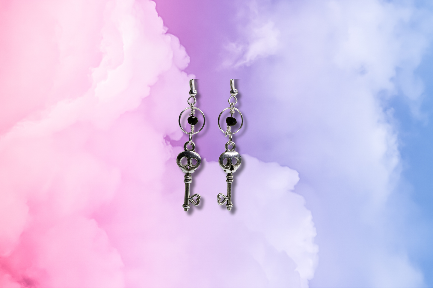 Skull Key on Black Bead Chain