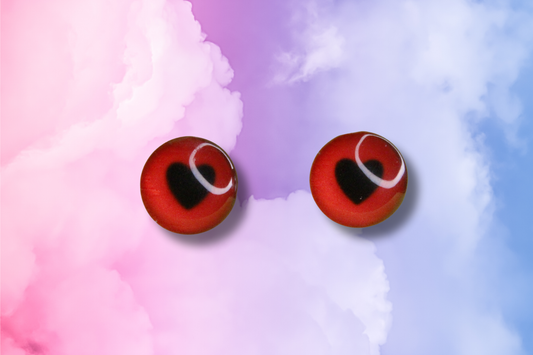 Small Red Eyes with Black Heart Irises Studs