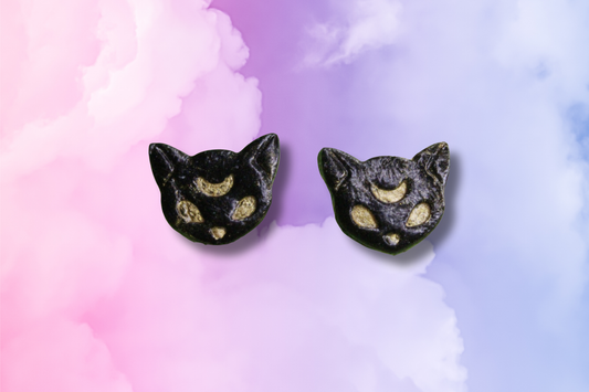 Black and Gold Cat Studs
