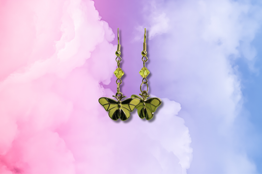 Yellow Butterflies with Yellow Swarovski Earrings