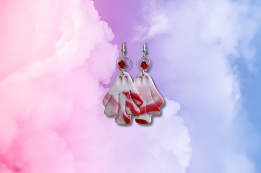 Blood Spattered Ghosts with Red Swarovski Earrings