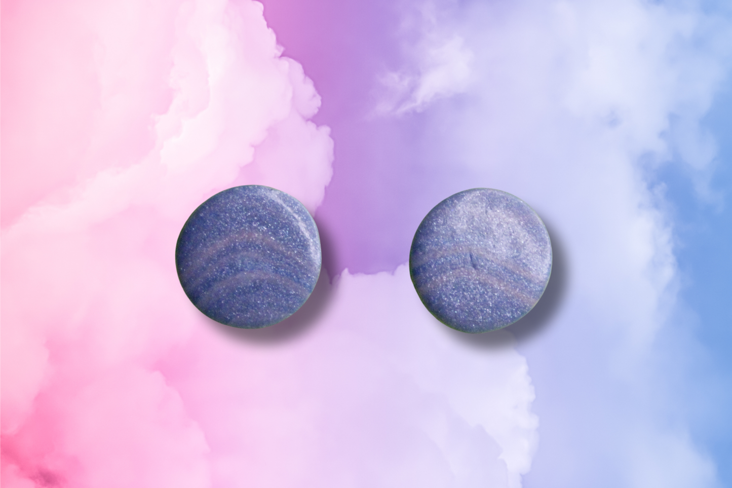 Medium Blue/Pink Swirl Circle Studs