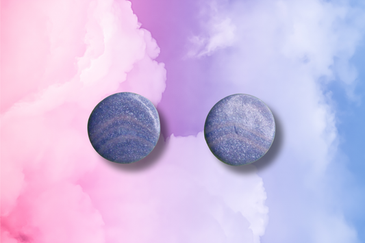 Medium Blue/Pink Swirl Circle Studs
