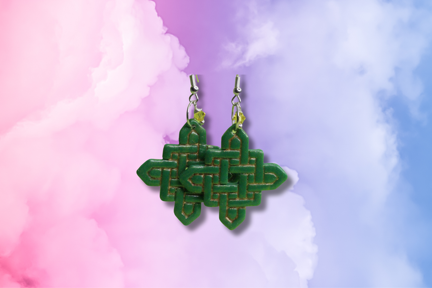 Large Celtic Knot with Yellow Swarovski Earrings