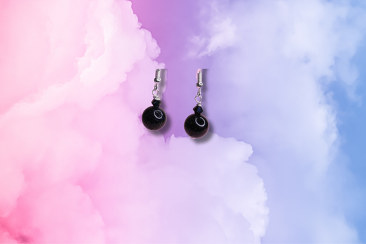 Blue Goldstone with Dark Blue Metallic Swarovski Earrings