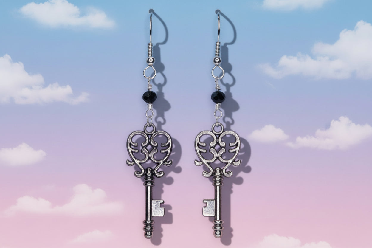 Black Key Earrings