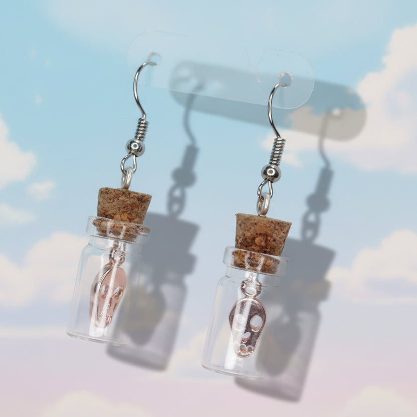 Ghost Skull Bottle Earrings