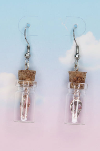 Ghost Skull Bottle Earrings