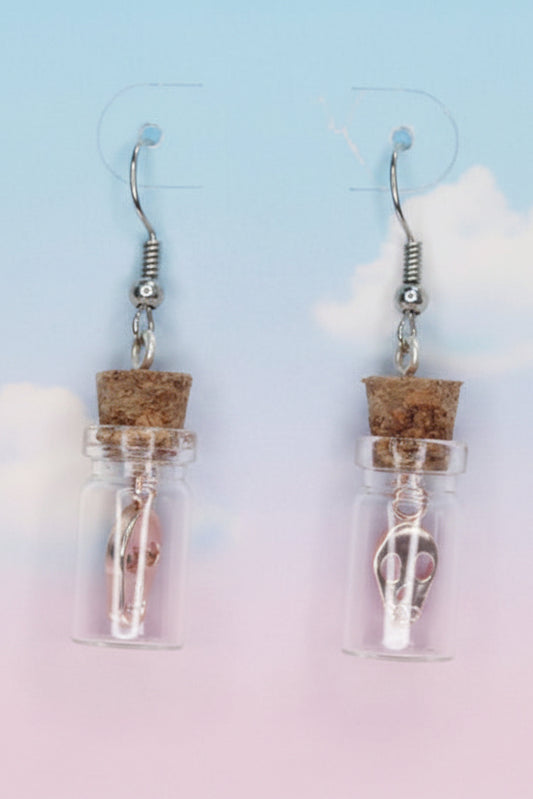 Ghost Skull Bottle Earrings