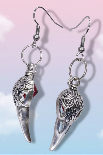 Filigree Bird Skull Earrings