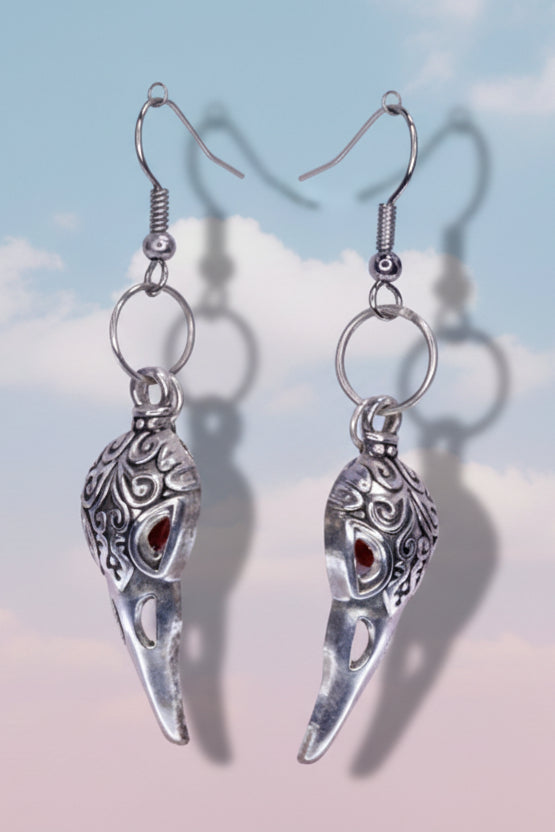 Filigree Bird Skull Earrings