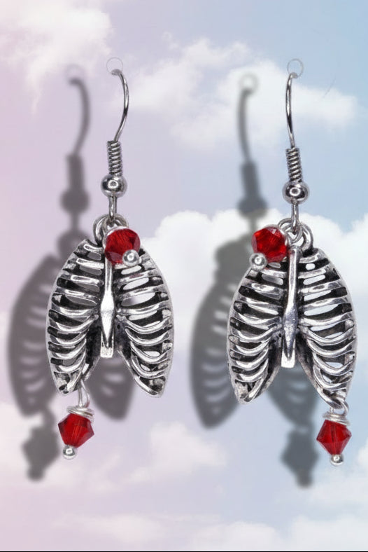 Ribcage and Blood Drop Earrings