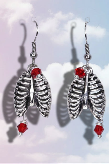 Ribcage and Blood Drop Earrings