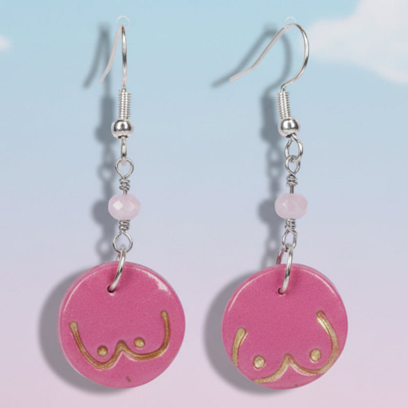 Pink Boob Earrings